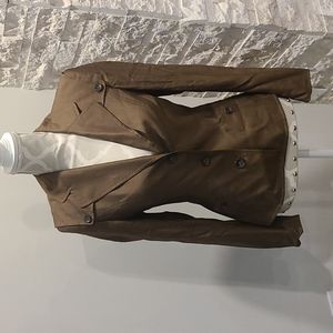 Escada Trench Style Blazer Brown/Gold, Wool & Silk Blend Jacket